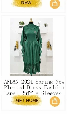ANLAN Miyake Pleated Maxi Long Dress Mesh Petal Sleeve Half Turtleneck Formal Dresses for Women 2024 New Hot Sales 6KK9927 - M & M Global