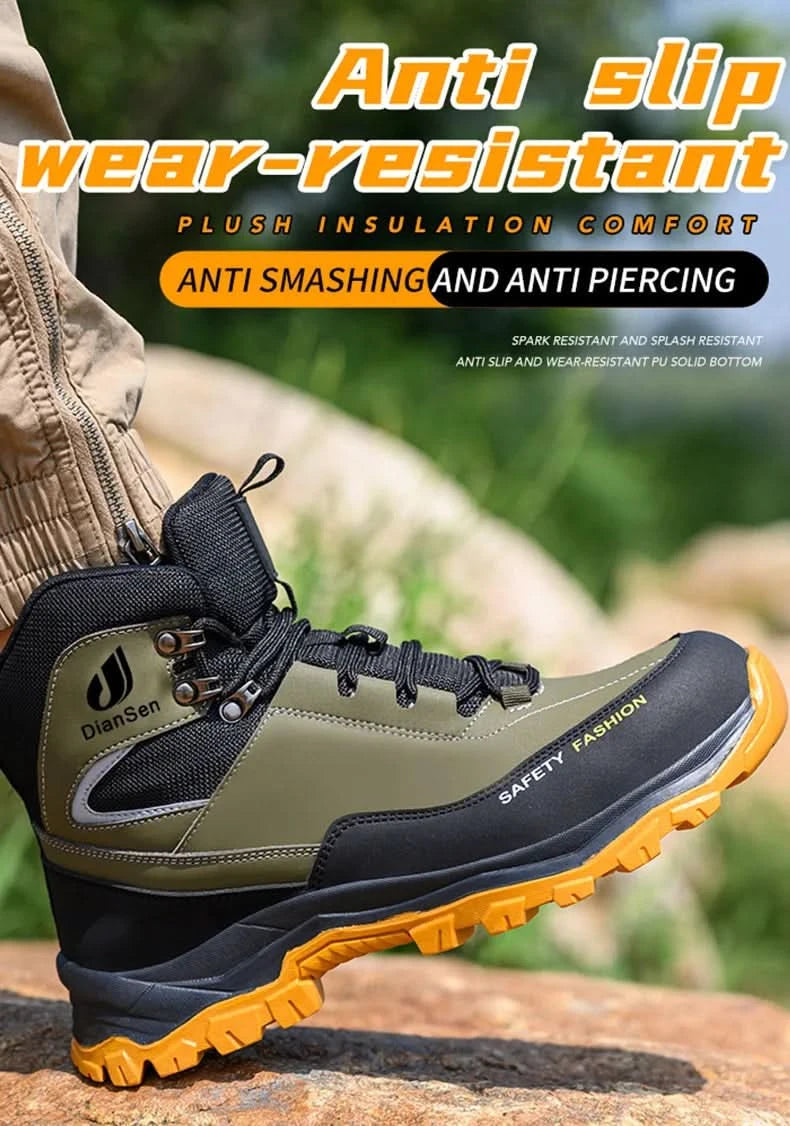 Mens Safety Shoes With Steel Toe Waterproof Boots Puncture Proof Anti-smash Mens Outdoor Work Sneakers Construction Work Shoes