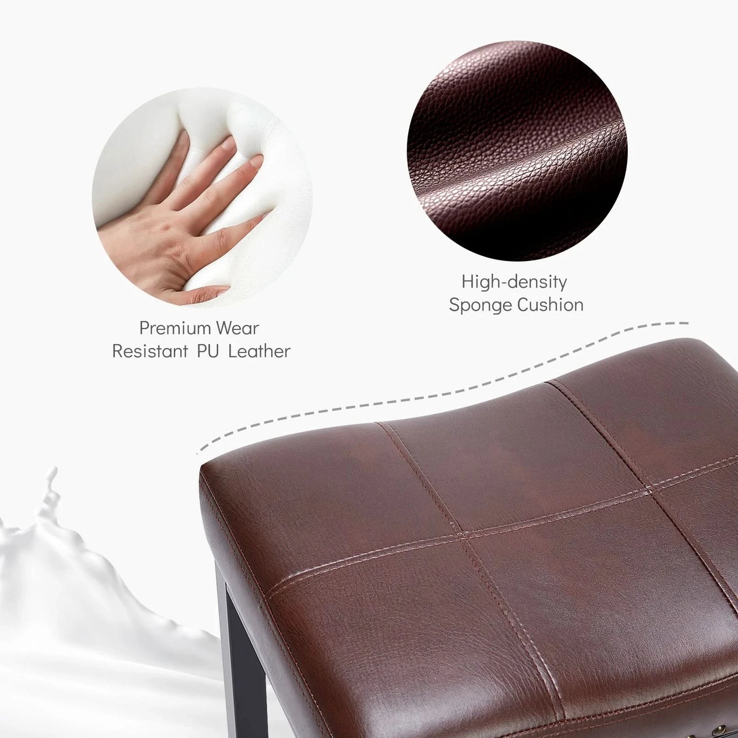 JHK Bar Stools Saddle-Style Pu Leather Upholstered Chair Counter Height Bar Stools with Metal Base Saddle Stools For Kitchen