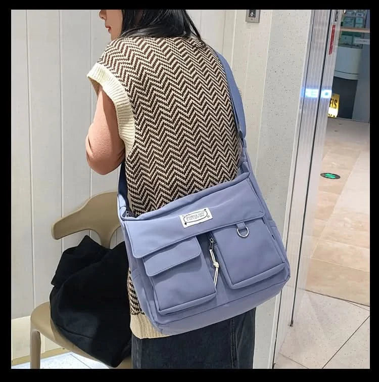Korean Ulzzang Messenger Bag Women New 2023 Nylon Bags Multipockets Crossbody Bags For Women School Book Shoulder Bag Girls Sac - M & M Global