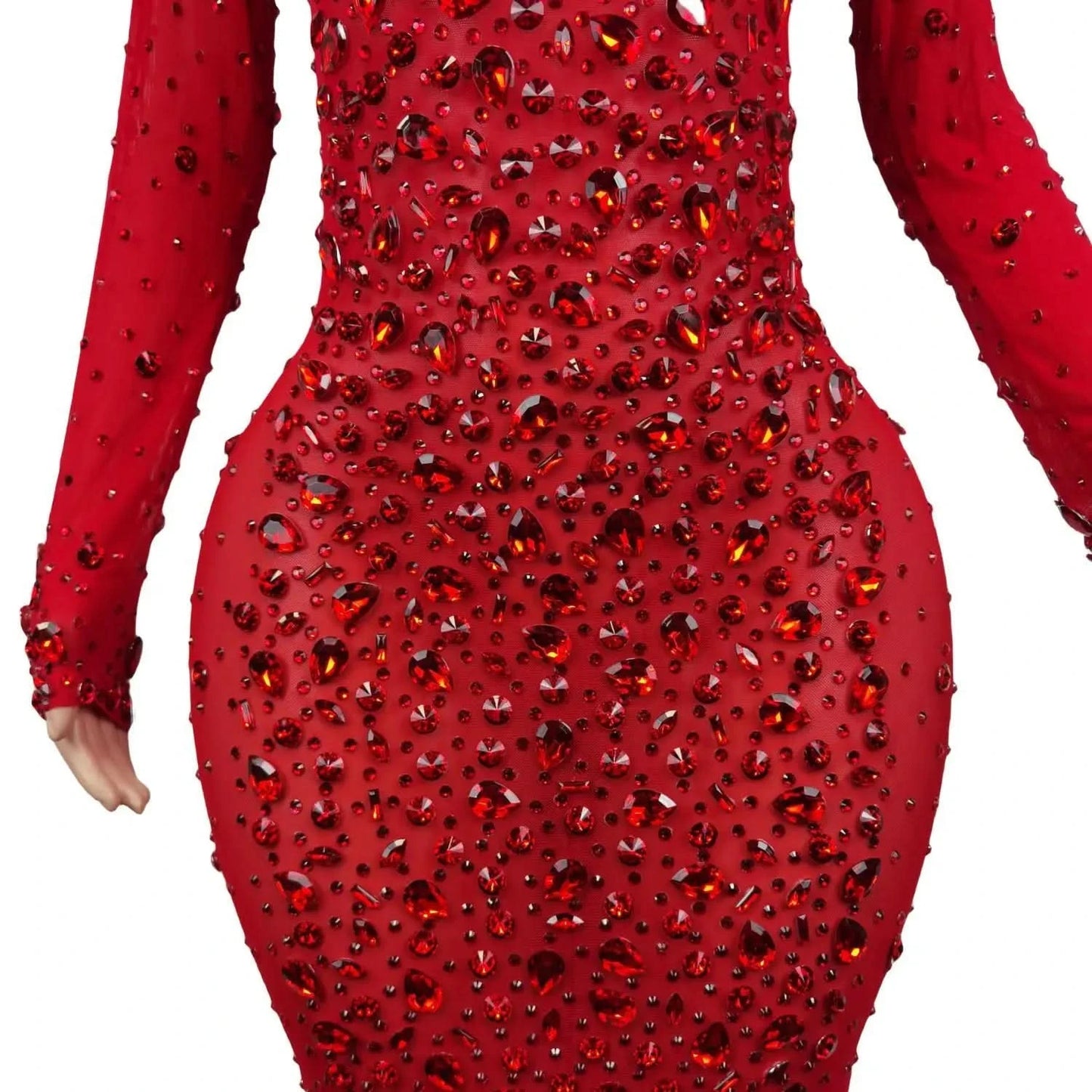 Sexy Party Banquet Evening Dresses Women Sparkly Rhinestone Long Dress Nightclub Singer Stage Costume Festival Clothing Cuixing - M & M Global