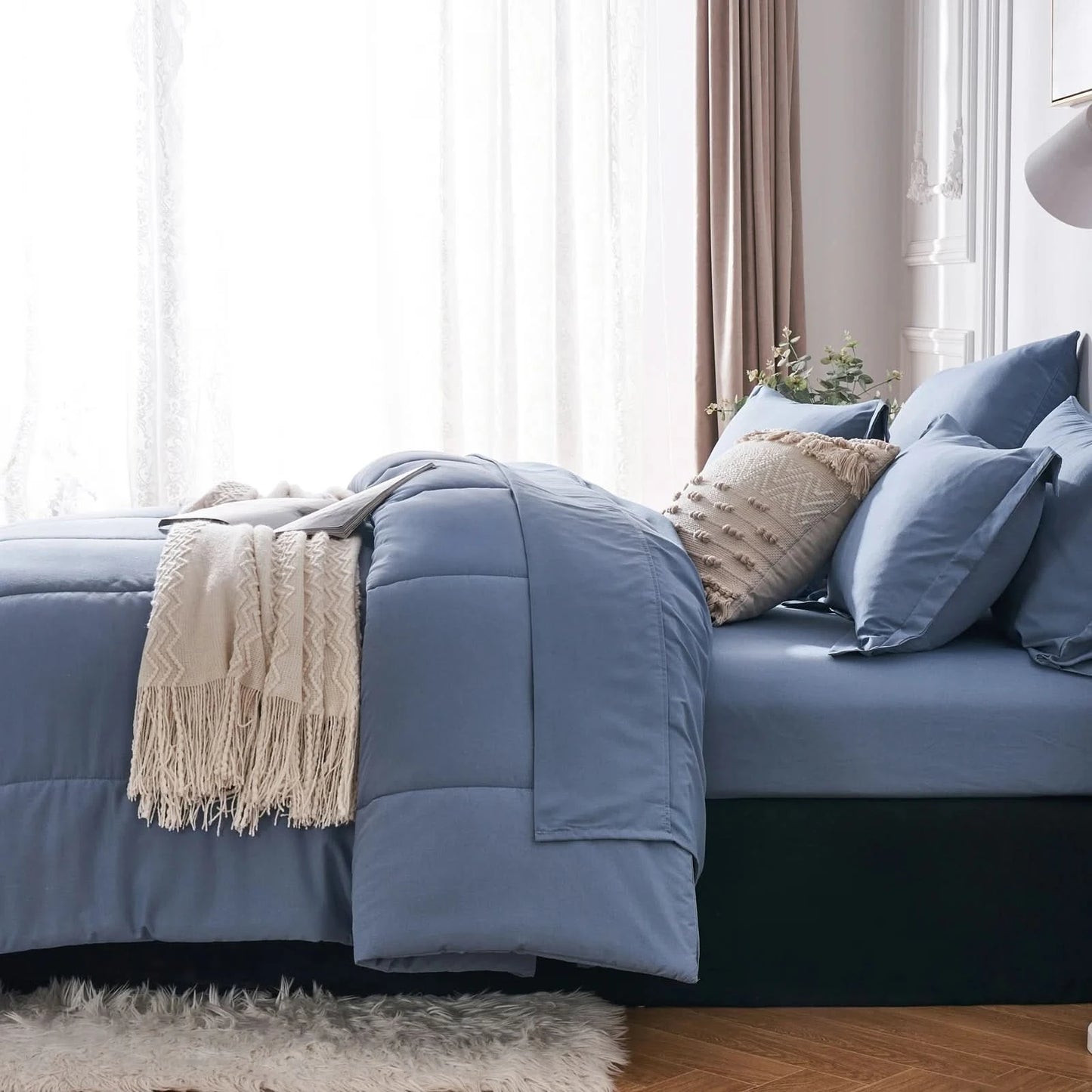 Blue bedding set with pillows and a blanket on a bed in a bedroom.
Grid Bedding Set
Microfiber Comforter Set
Polyester Bed Set
All-Season Bedding
Checkered Comforter
Soft Breathable Bedding
Modern Bedding Design
Machine Washable Quilt
Bed-in-a-Bag Set
Durable Quilted Comforter
7-Piece Bedding Set
Twin Full Queen King Bedding
Minimalist Bedding Set
Lightweight Quilt Set
Vacuum Packed Bedding
Stylish Bedroom Decor
Gift Bedding for Teens
Bedding Set for Men and Women
Tatting Weave Bedding