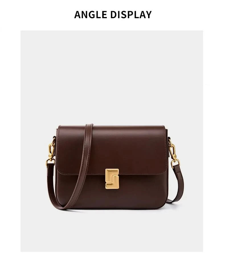 Genuine leather tofu bag large capacity high-end sense one-shoulder armpit commuting practical cowhide crossbody women's bag - M & M Global