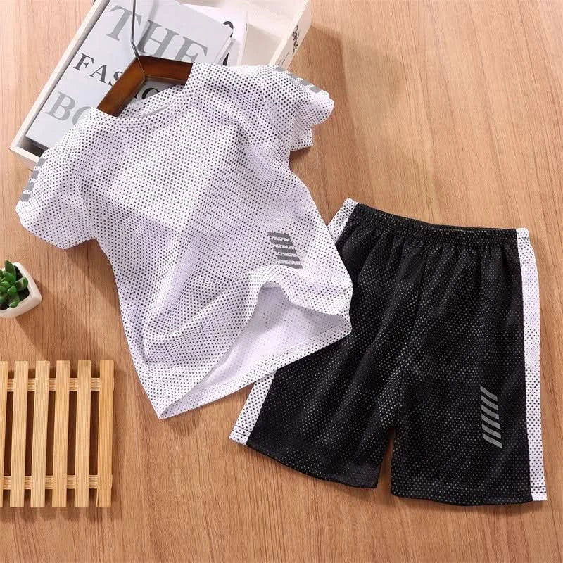 Boy Girl Sports Set Summer Teenager Clothing Suit New Children T-shirt+Shorts 2Pcs Outfits Baby Kids Breathable Sport Sets 2-14Y - M & M Global