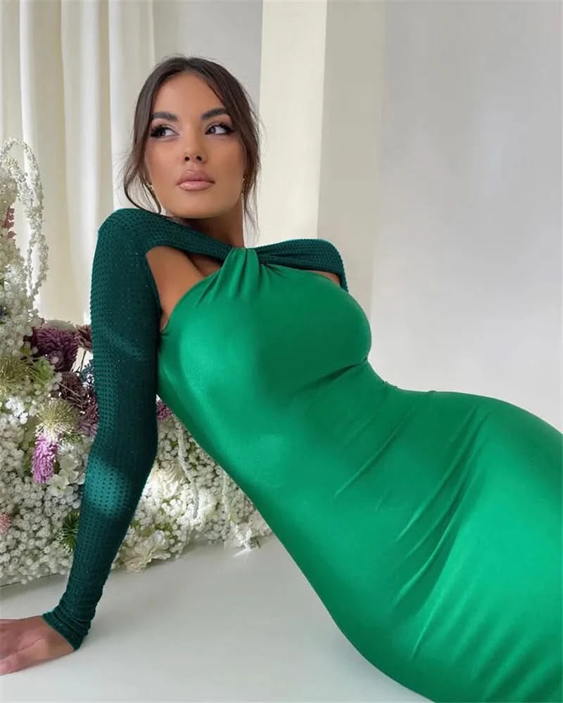Mozision Hollow Out Sparkle Long Sleeve Maxi Dress For Women Glitter Vestidos Robe New Bodycon Shiny Night Club Party Long Dress - M & M Global