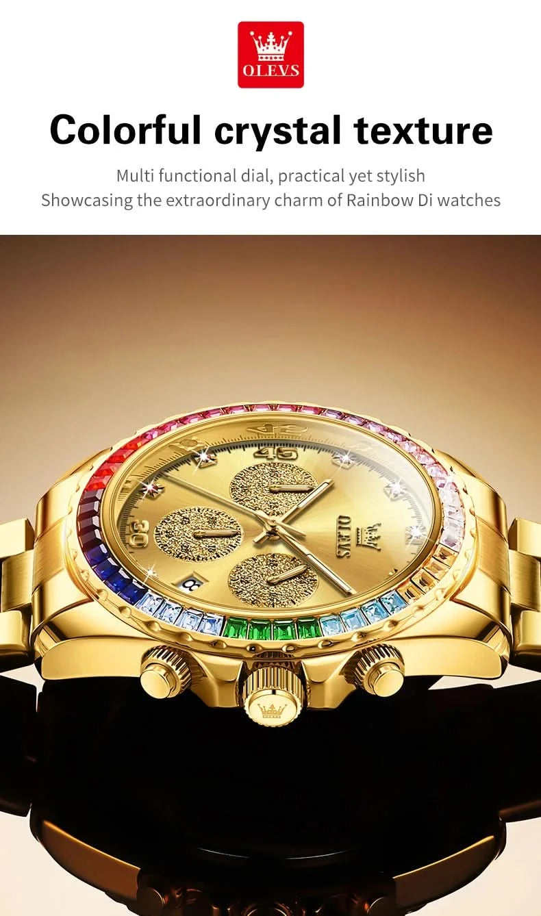 OLEVS 2939 Mens Watch Original Brand Quartz Watch Waterproof Luminous Watch For Men Multifunctional Chronograph Sport Date Reloj - M & M Global