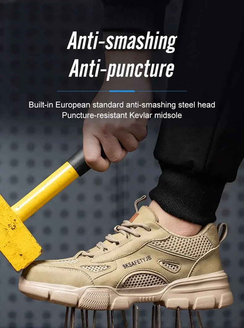 Men Work Sneakers Protective Shoes Safety Industrial Puncture-Proof Anti-smash Steel Toe Shoes Breathable Construction Work Shoe