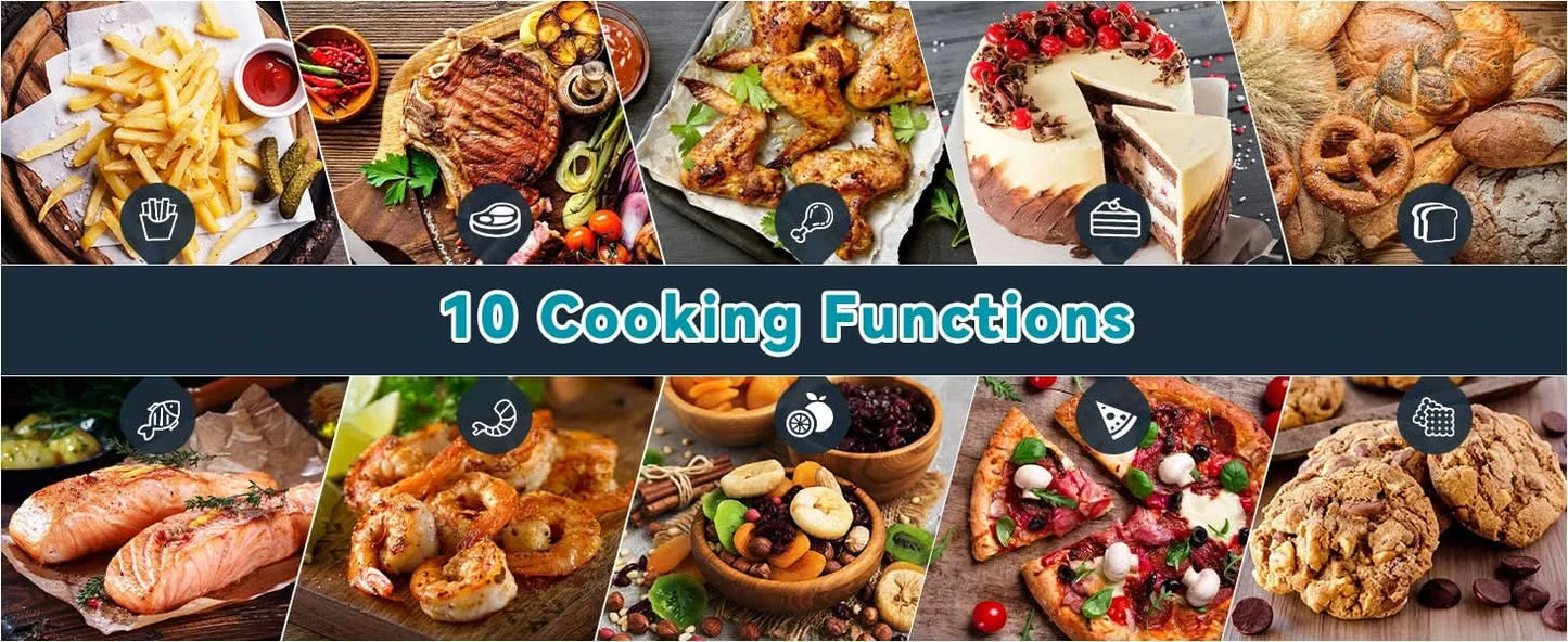 Air Fryer 6.2 QT Oilless 1500W Large Capacity Oven Air Fryers Healthy Cooker with 10 Preset, Visual Cooking Window, Non-Stick Ba - M & M Global