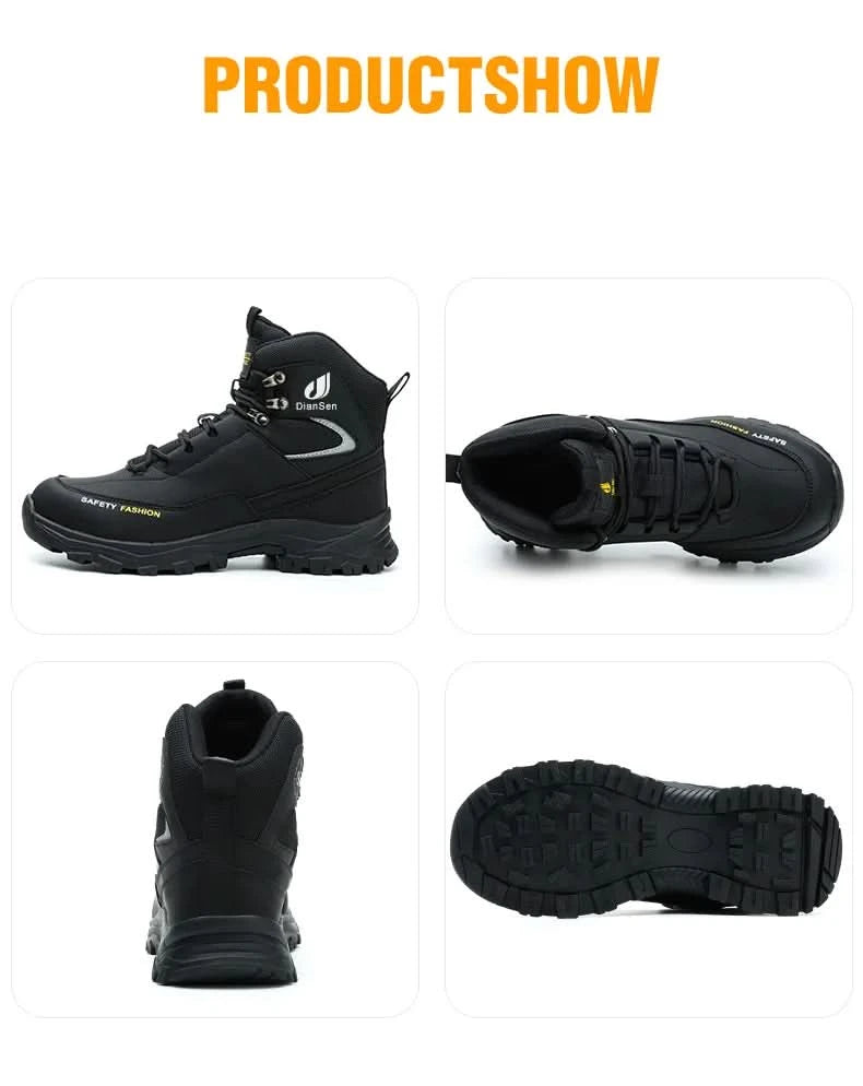 Mens Safety Shoes With Steel Toe Waterproof Boots Puncture Proof Anti-smash Mens Outdoor Work Sneakers Construction Work Shoes