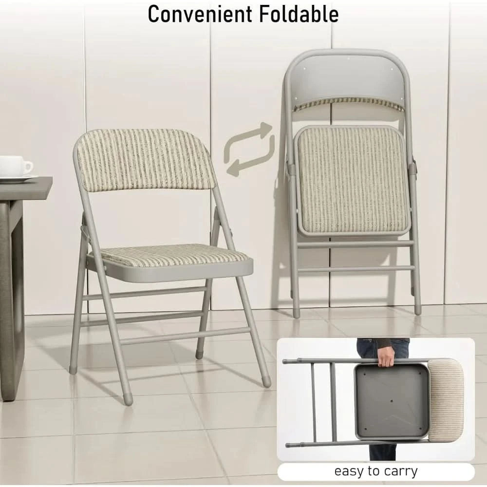 6 Pack Folding Chairs, Fabric Dining Chair Set with Padded Cushion, Indoor Outdoor Folding Chairs Seat for Home Office Events