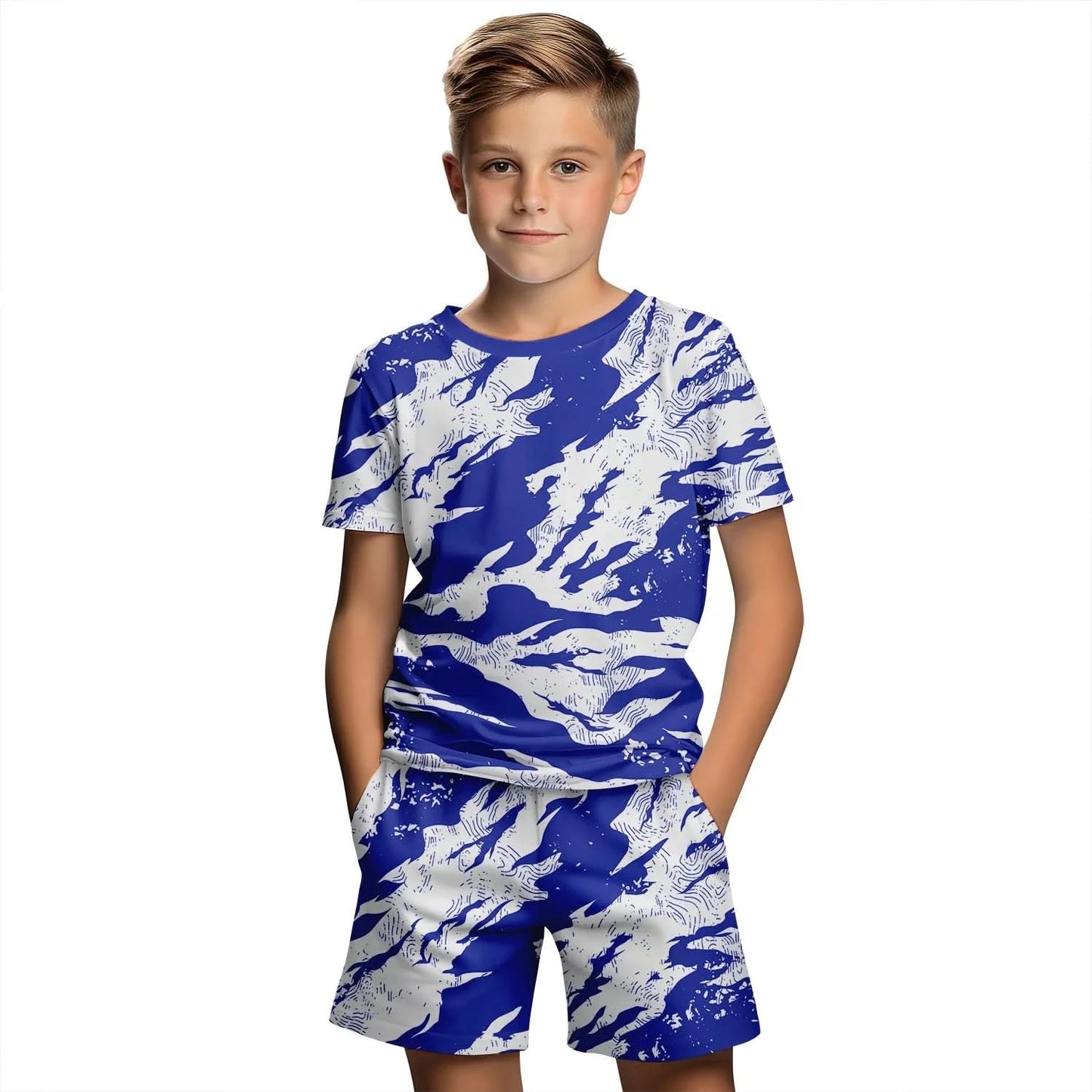 Children's Clothing Suit For Boy Summer Short Sleeve T-Shirt Set Shorts Child Clothing 3D Print Casual Boy Girl Children's Sets - M & M Global