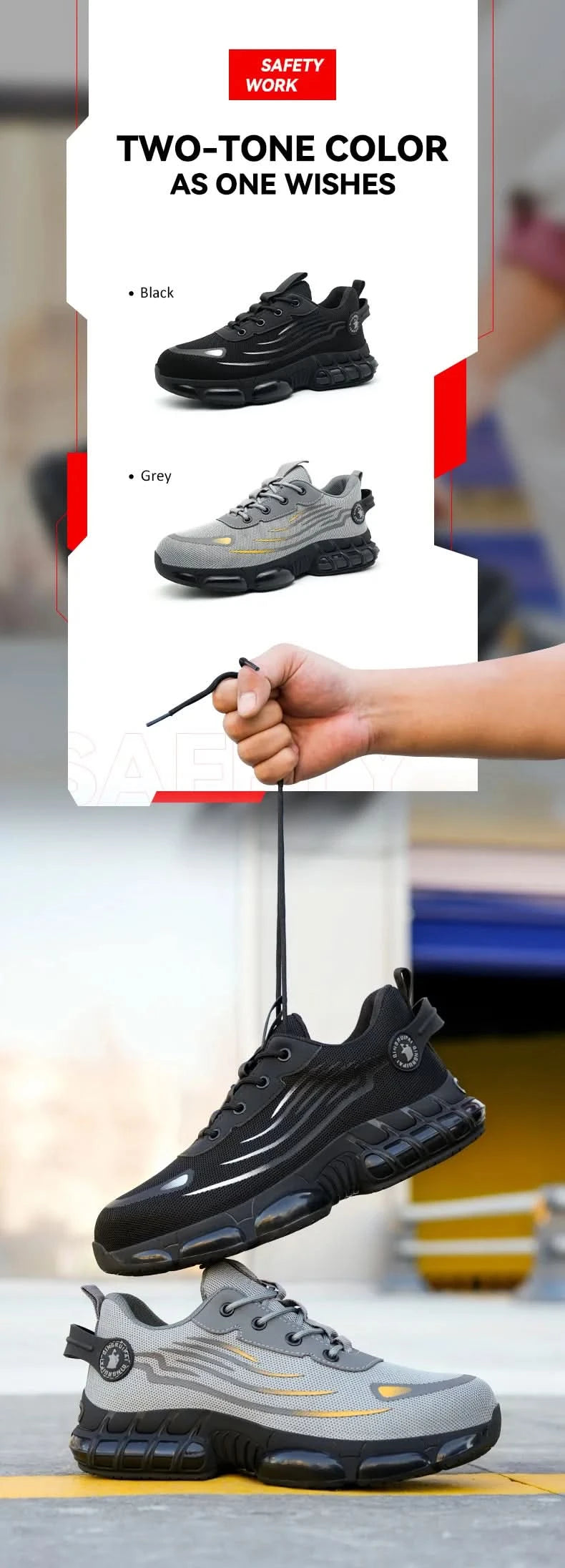 Lace-up breathable soft sole comfortable anti-smash anti-puncture men's casual labour insurance shoes