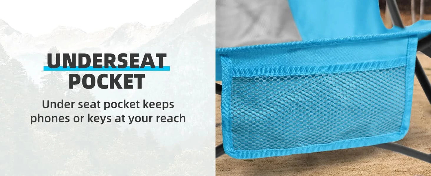Tisetrail 2 Pack Portable Beach Chair with Cooler Bag Low Back Sling Chair with Cup Holder Folding Mesh Sand Chair Portable