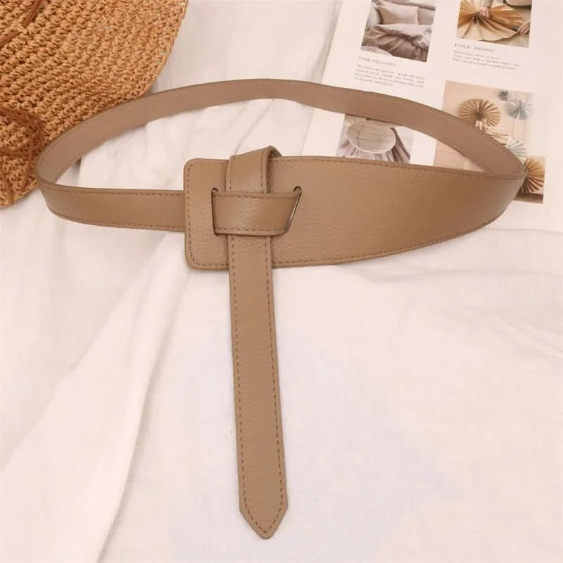 Knotted Belts for Women Belt Lady Waistband Soft Genuine Leather Suede Cowhide Waist Belt Straps Long Dress Coat Accessories - M & M Global