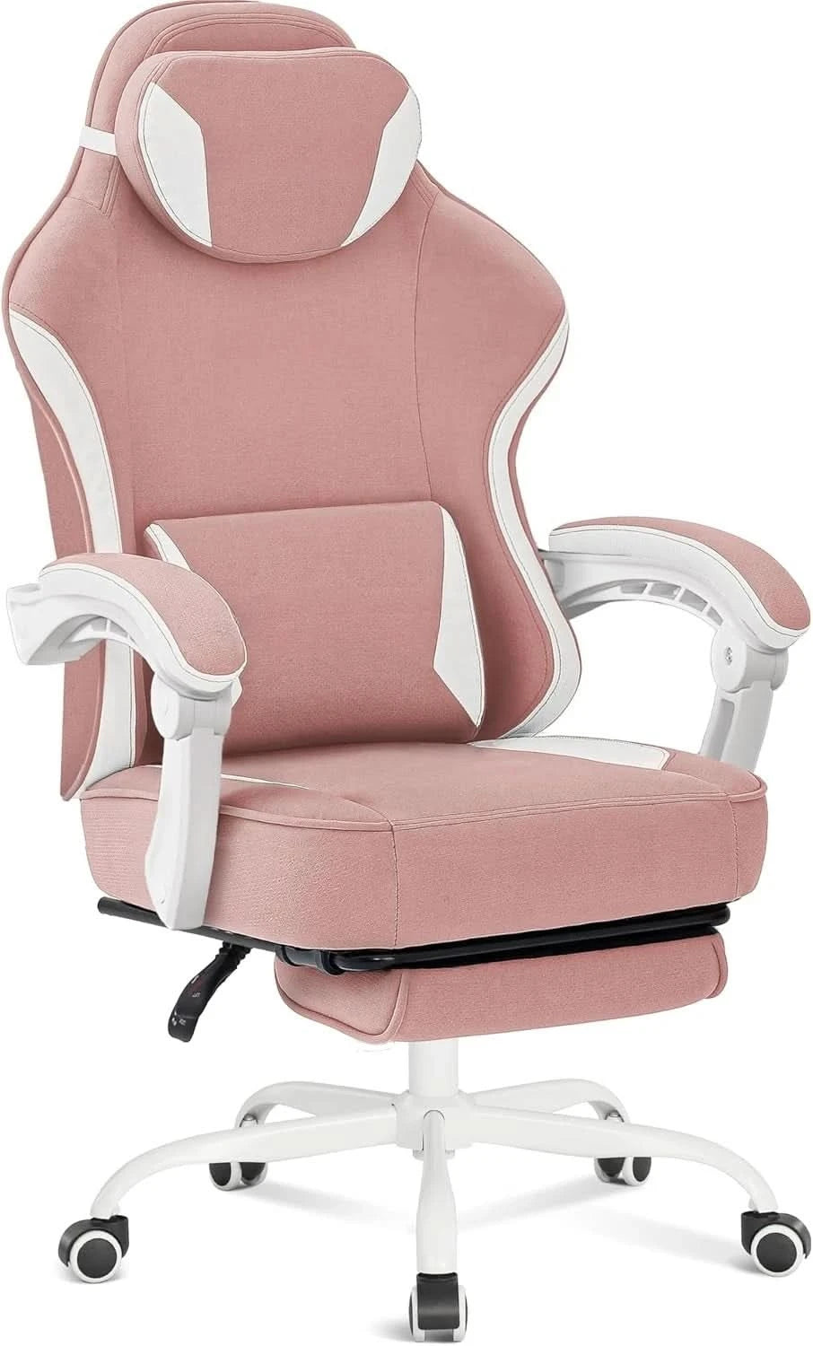 Gaming Chair,Computer Chair Fabric with Pocket Spring Cushion, Office Chair with Footrest and Massage Lumbar Support, Reclining