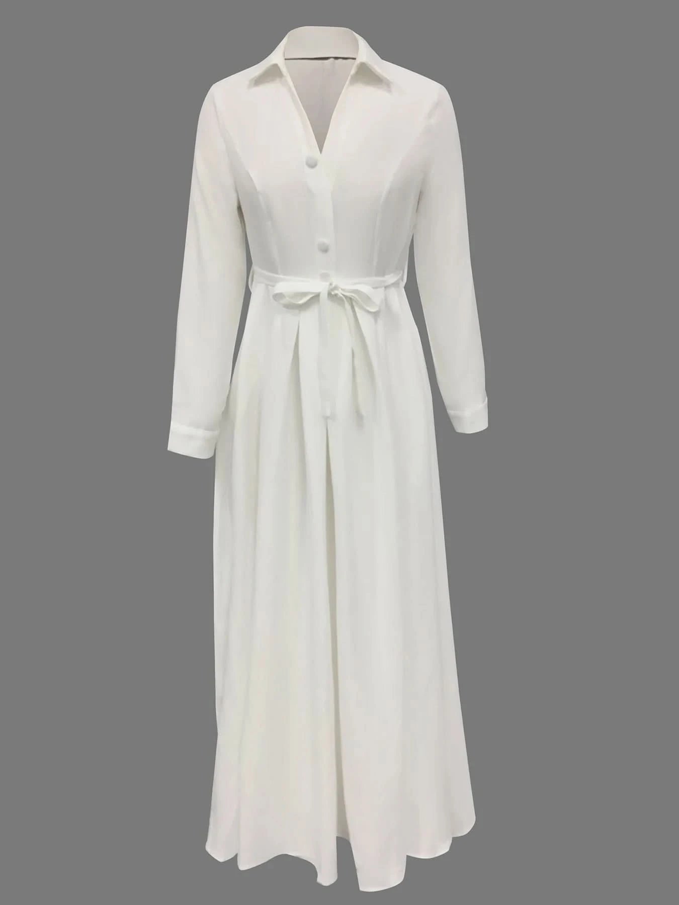 Elegant A Line Maxi Wedding Dress Women Solid Party Evening Bridesmaid Long Dress Pockets Turndown Collar Women Vestidos - M & M Global