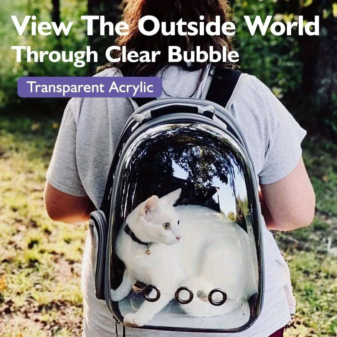 Backpack Carrier/ Bubble Carrying Bag for Small Medium Dogs Cats, Transparent Cat Space Capsule, Breathable Cat/ Dog Travel Bag - M & M Global