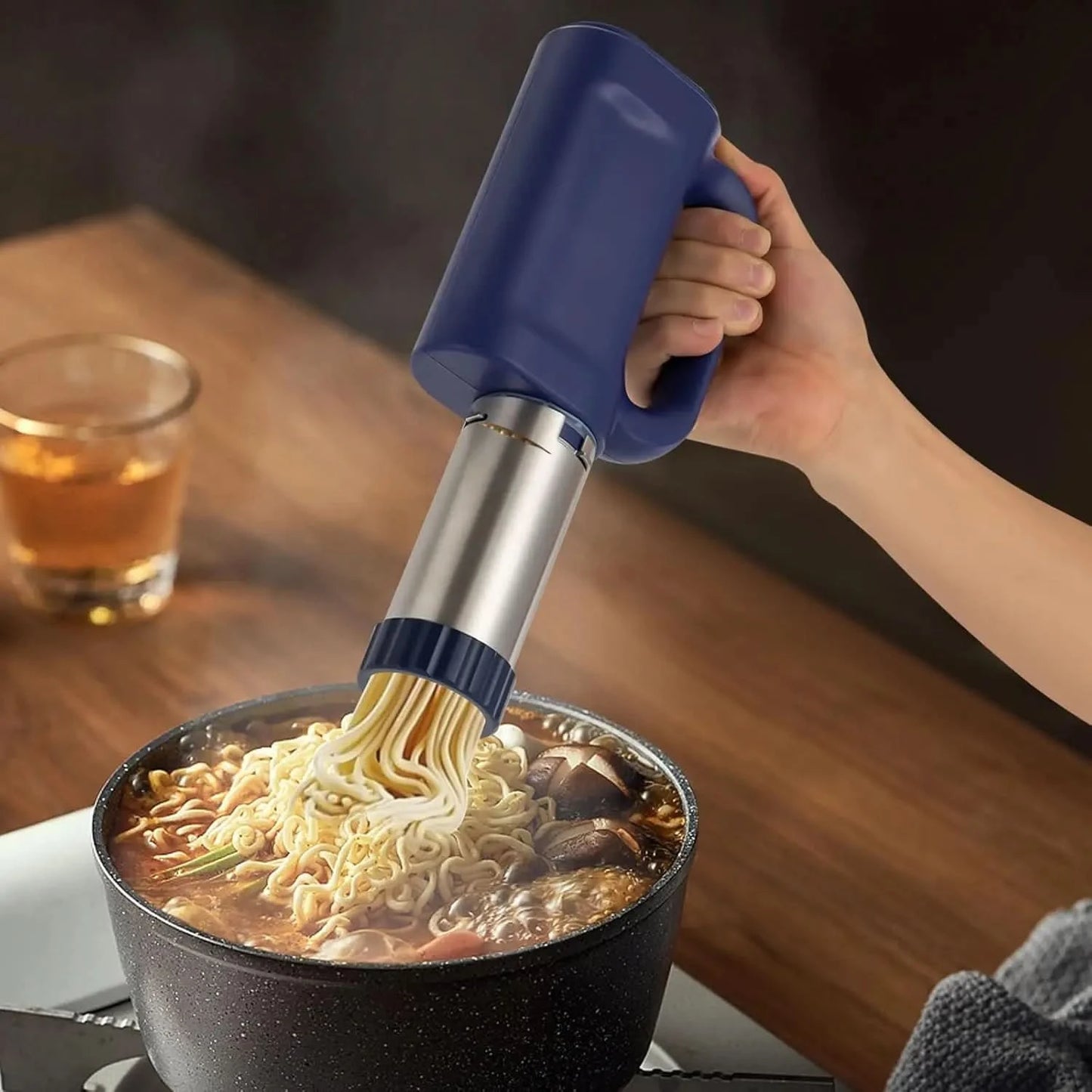 5 in 1 Handheld Electric Pasta Machine, 50W Cordless Pasta Maker with 5 Shaping Discs, Portable Noodle Maker for Dough Press for - M & M Global