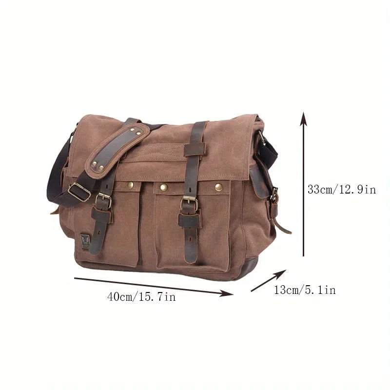 MUCHUAN Canvas Leather Men Messenger Bags Big Satchel Shoulder Bags Male Laptop Briefcase Travel Handbag - M & M Global