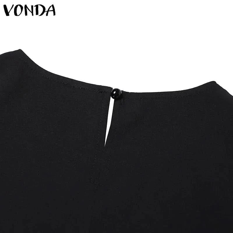 VONDA Women Printed Dress 2024 Vintage Maxi Long Dress Autumn Patchwork Sundress Fashion Elegant Party Vestidos Femme Robe Baggy - M & M Global