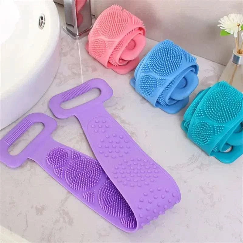 Body Sponge Silicone Brushes Bath Towels Scrubber Rubbing Back Peeling Massage Shower Belt Extended Skin Clean Brushes - M & M Global