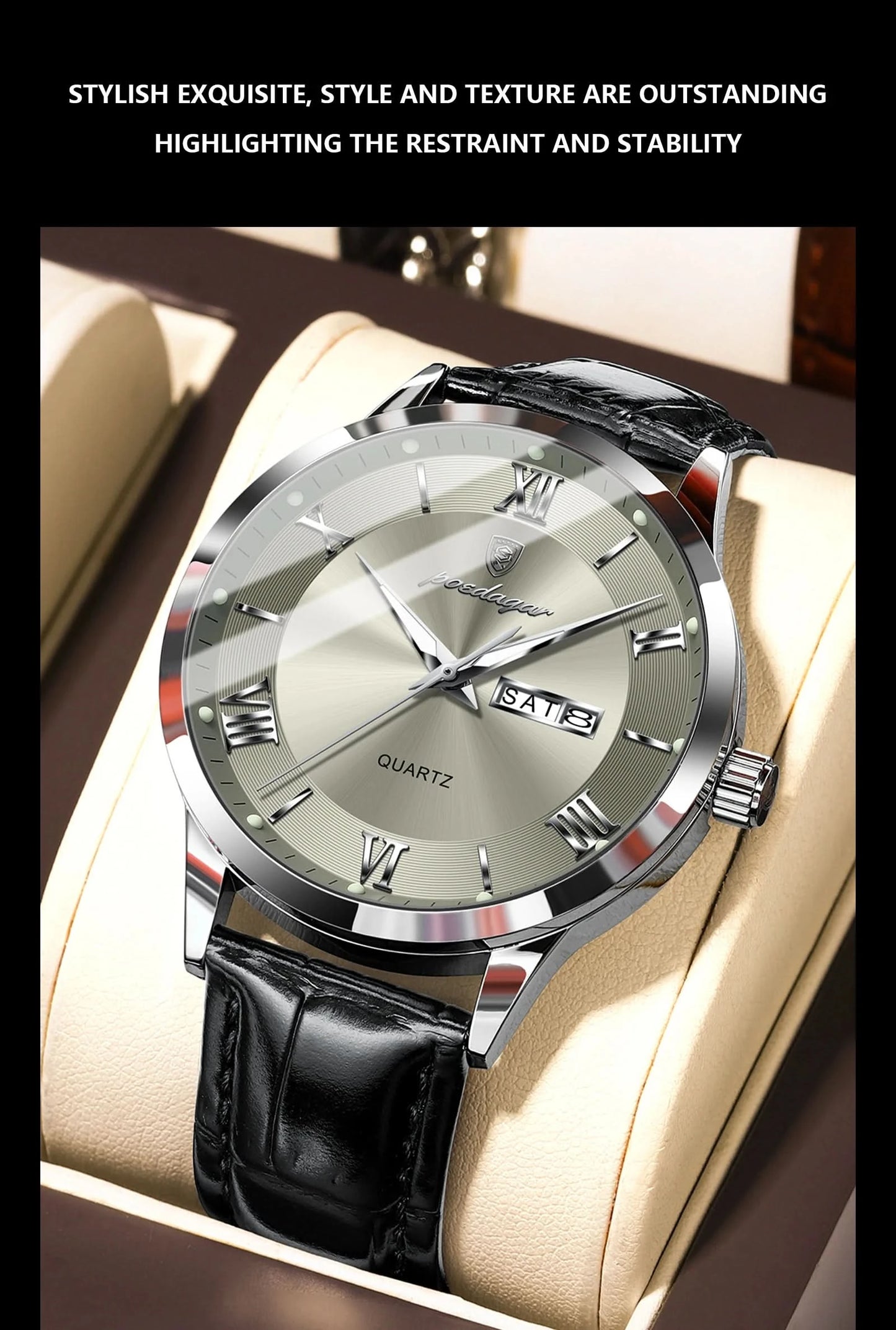 POEDAGAR Top Luxury Watch For Men Military Waterproof Luminous Date Week Man Wristwatch Leather Men's Quartz Watches Sport Reloj - M & M Global