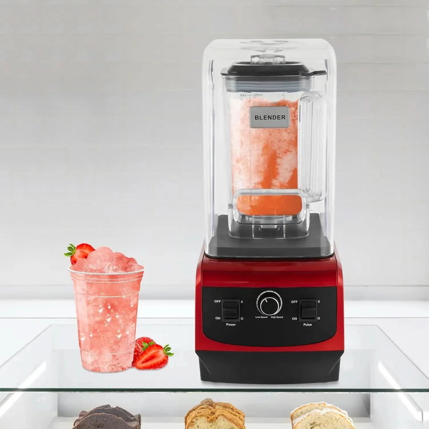 Professional Blender Slushy Machine 110V Commercial Grade Home Bar Blender with 74.4Oz Container Stainless Steel Smoothie Frozen - M & M Global