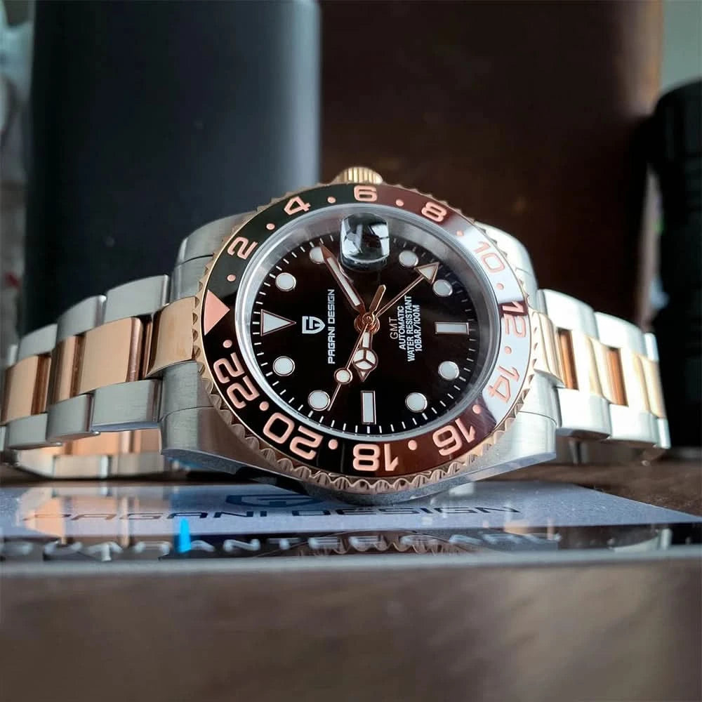 PAGANI DESIGN PD-1662 Luxury GMT Men Mechanical Wristwatch Sapphire Glass Stainless Steel 100M Waterproof Automatic Watches - M & M Global