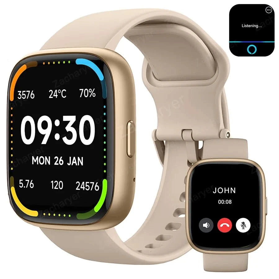 Smart watch, Alexa voice, multi-sport mode, message reminder viewing, suitable for men and women, custom wallpaper