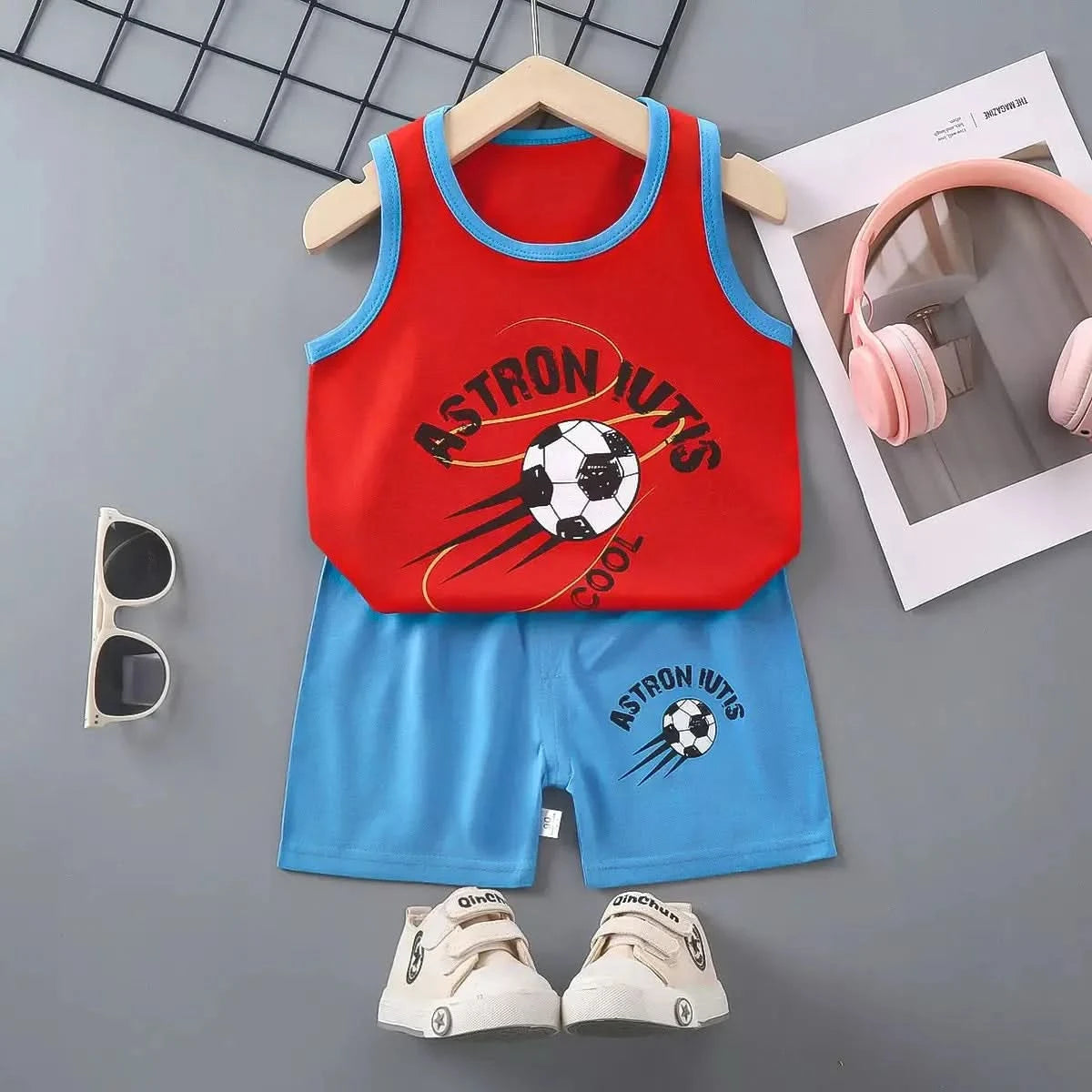 1 Set Summer Cotton Children Sets Kids Clothes Boys Girls Vest Suit Children's Clothing Baby T-Shirts Shorts Tank Top Sleeveless - M & M Global