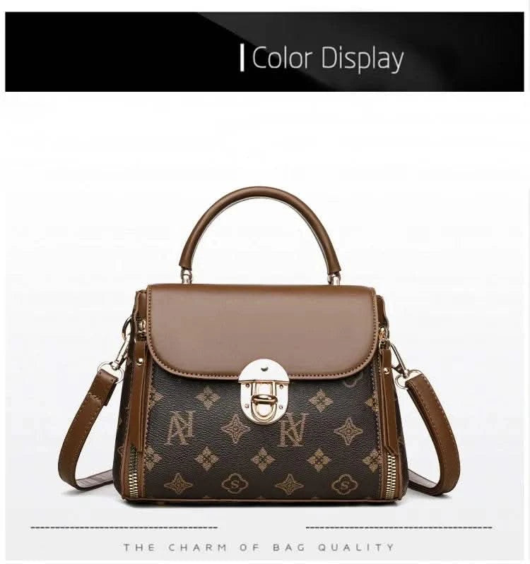 Bags for Women, Printed Fashionable Hand-Held Locks, Commuting Small Square Bag, Fashionable and Versatile Shoulder Crossbody Ba - M & M Global