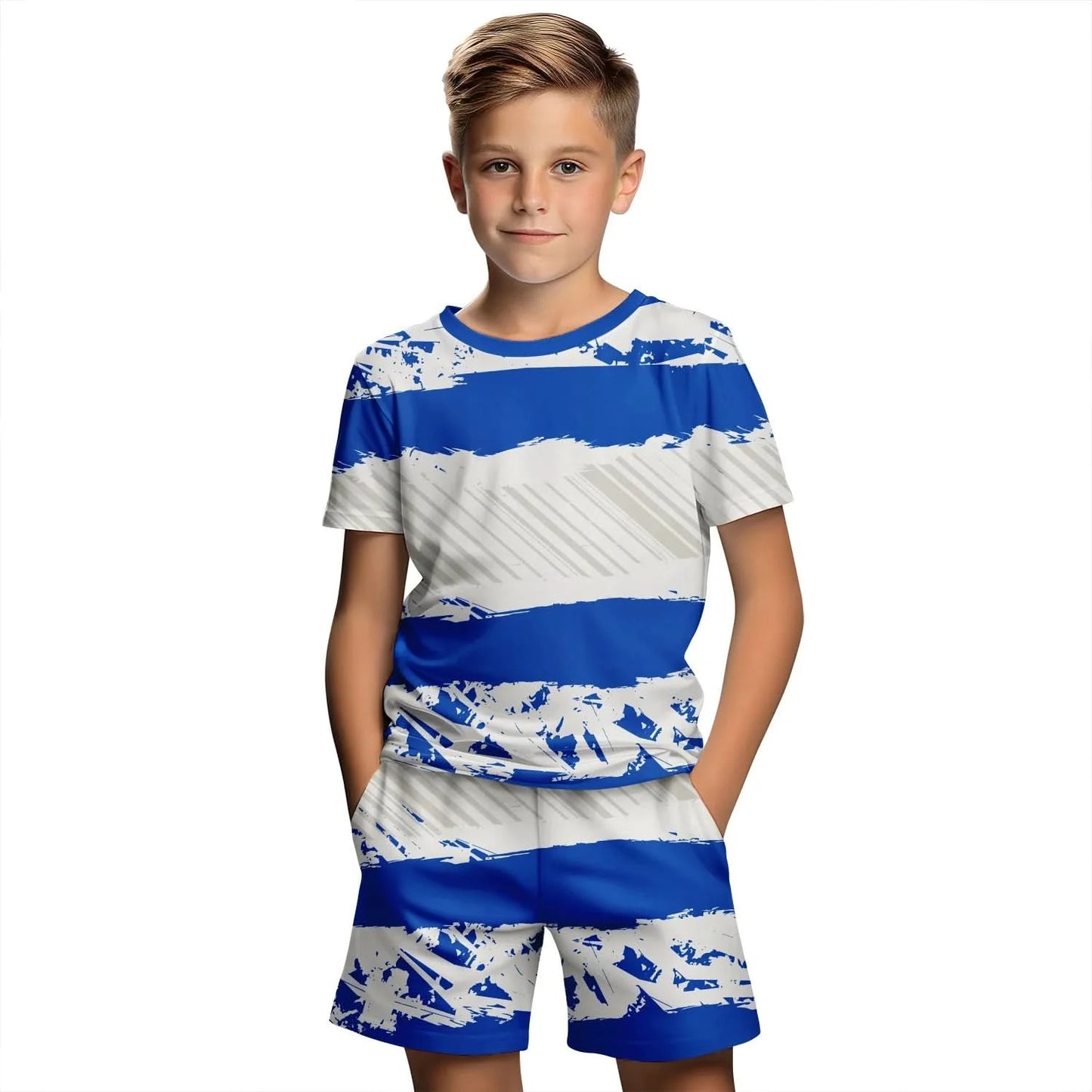 Children's Clothing Suit For Boy Summer Short Sleeve T-Shirt Set Shorts Child Clothing 3D Print Casual Boy Girl Children's Sets - M & M Global