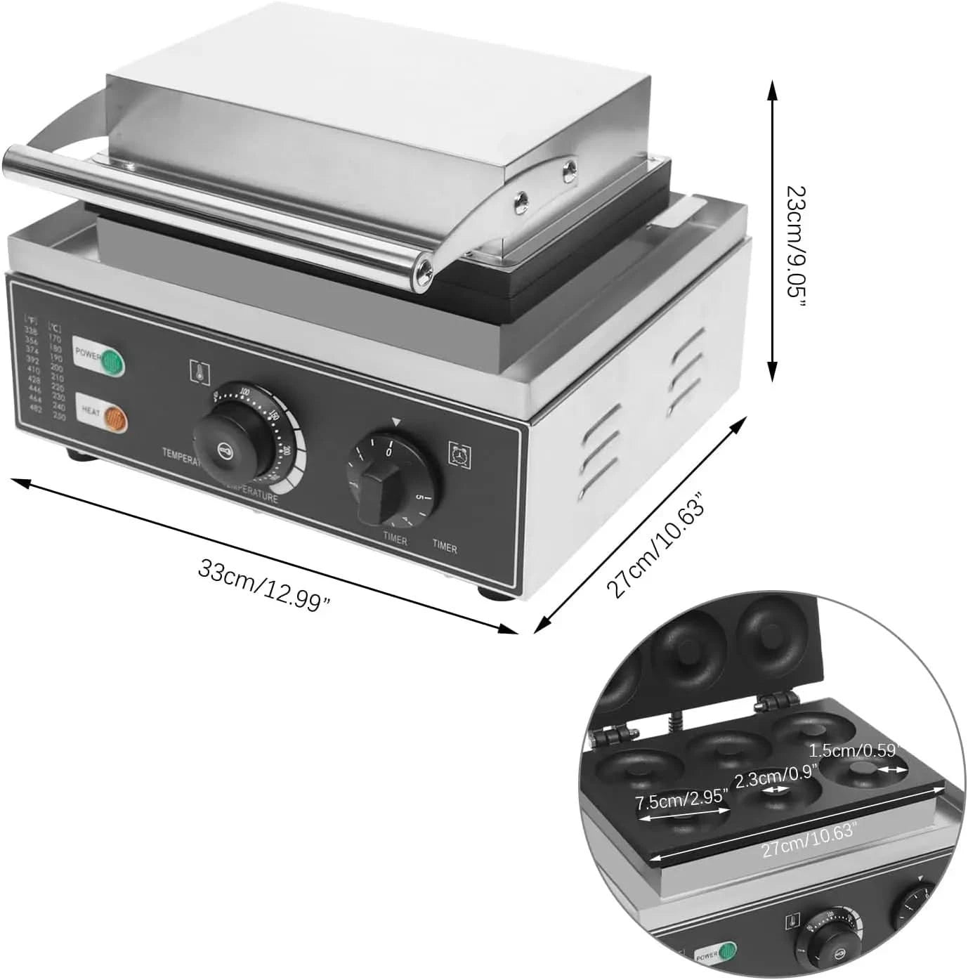 Commercial Electric Donut Machine,Waffle Donut Machine, Pancakes Maker Machine,6 Holes Double-Sided Heating,Non-stick Donut Make - M & M Global