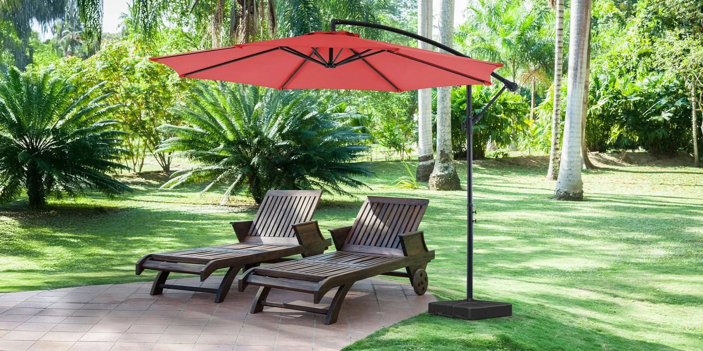 JHK 10FT Outdoor Patio Umbrella Hanging Cantilever with Easy Tilt Adjustment UV Protection 8 Sturdy Ribs for Backyard Garden