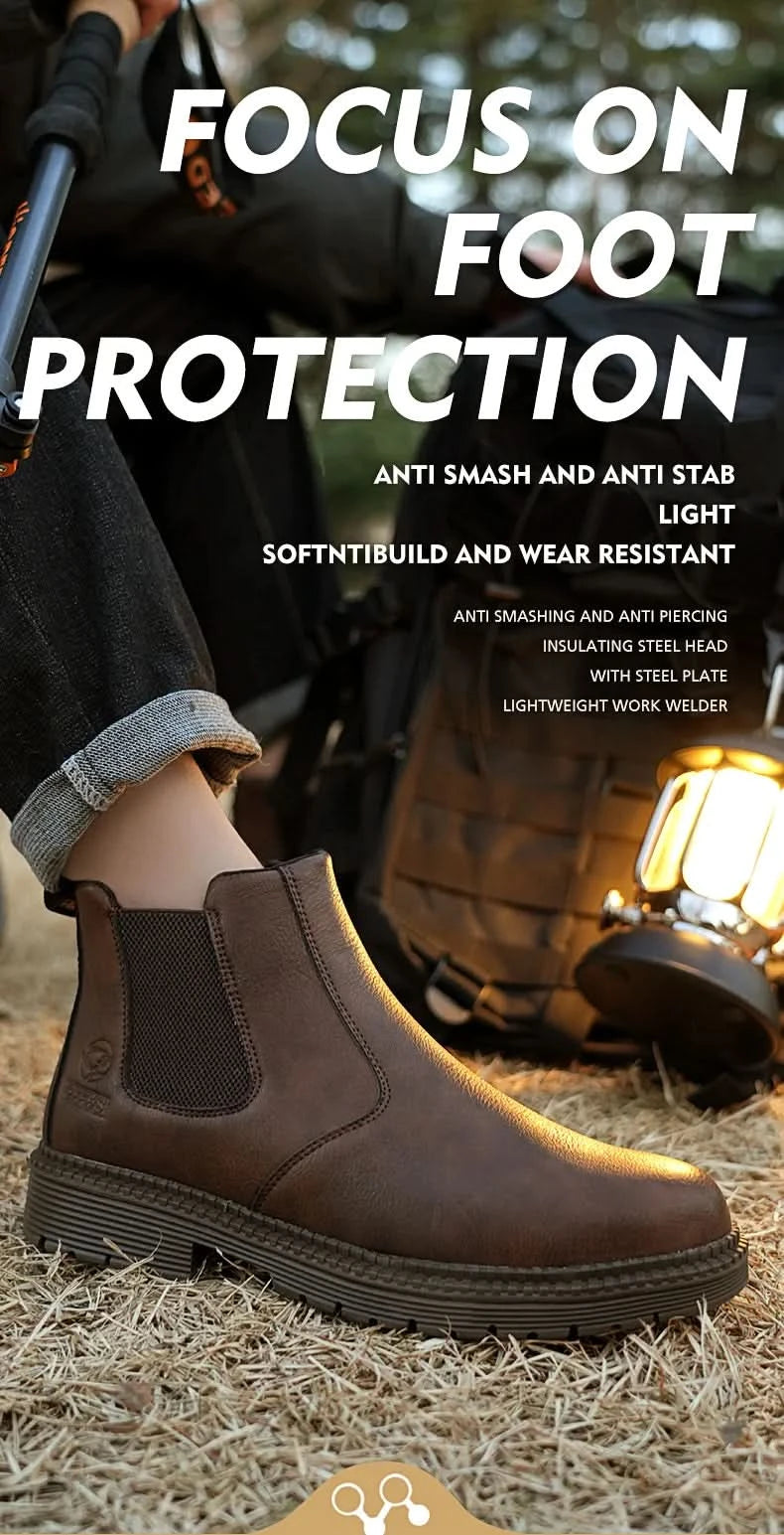 Anti-smash and anti-puncture work shoes high top four seasons safety shoes
