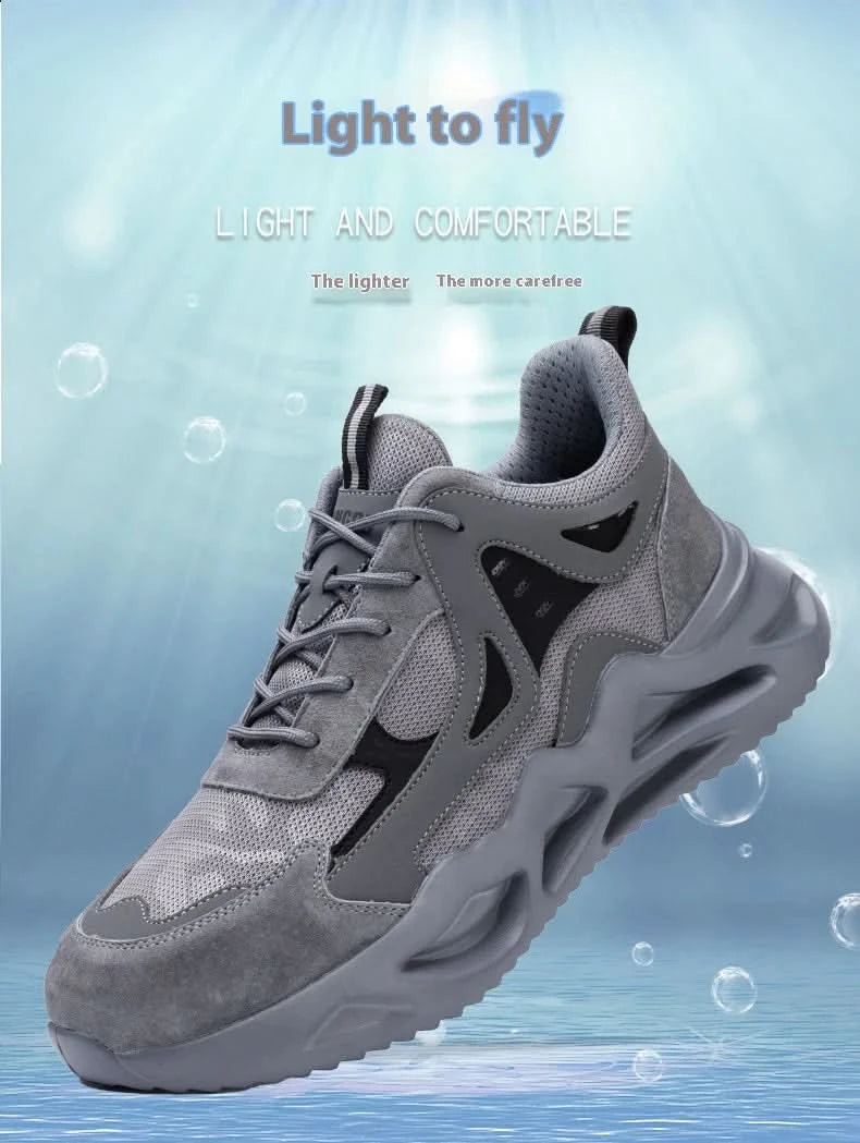 Men's Comfortable Soft-Soled Smash and Puncture Resistant Work Shoes