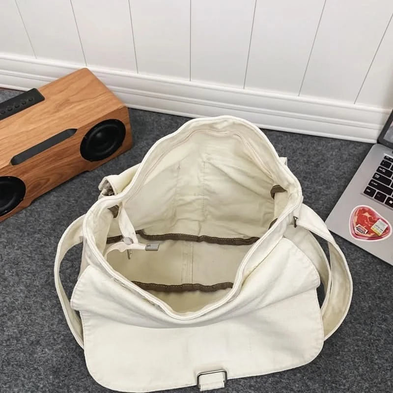 High Quality Canvas Handbag Shoulder Bags Large Capacity Crossbody Bags For Women Simple Casual Messenger Bag Student School Bag - M & M Global