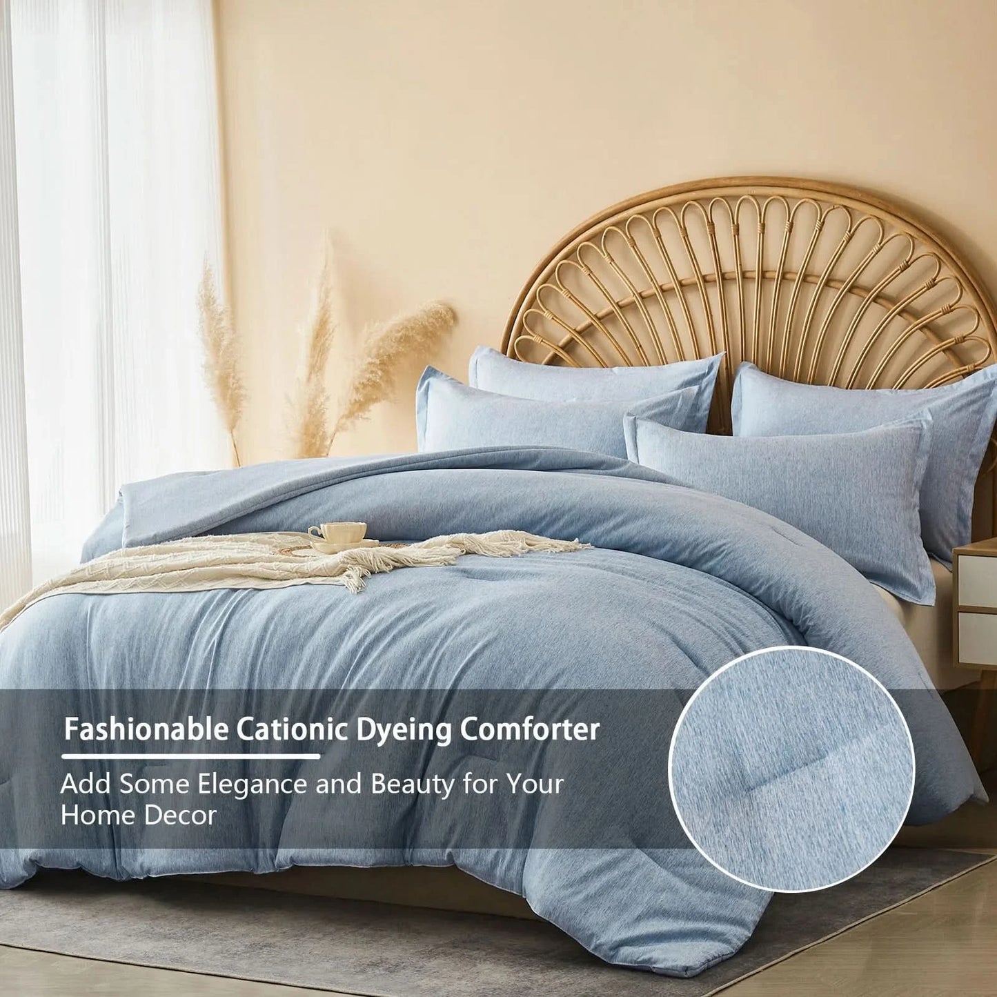 Comforter Sets - 2/3 Pieces in a Bag, Bedding Sets with Comforters, Pillowsham, Room Decro , Cationic Dyeing Process
