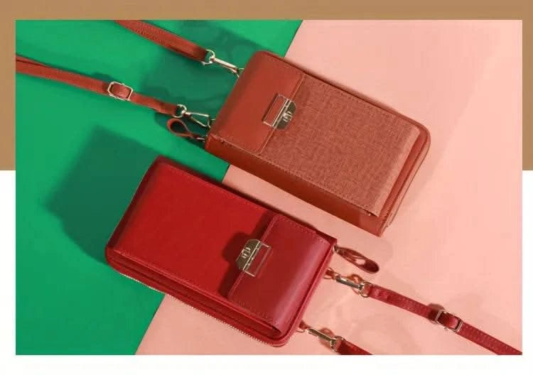 2024 New Women's Bag Mobile Phone Bag Trendy Line Simple Ladies Shoulder Bag Messenger Bag Lock Small Square Bag - M & M Global