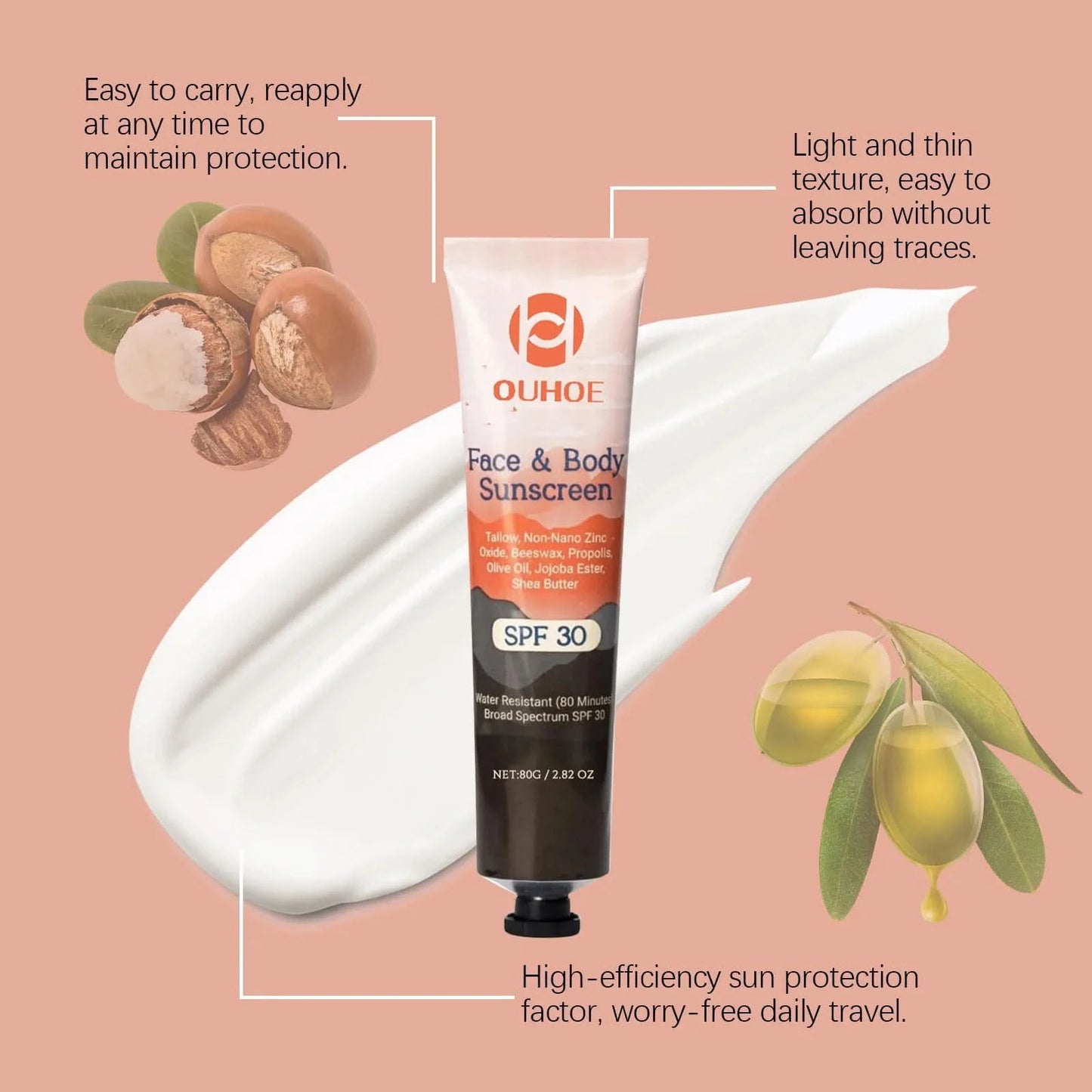 Facial Body Sunscreen SPF 30+ Anti Sun Protection Effectively Lightweight Moisturizer Waterproof Refreshing Oil Control Sunblock - M & M Global