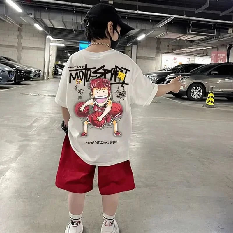 Shohoku Cotton Boys Clothes Sets Summer T-Shirt + Short Pants 2PCS Slam Dunk Sport Basketball Kids Clothing Children Outfits - M & M Global
