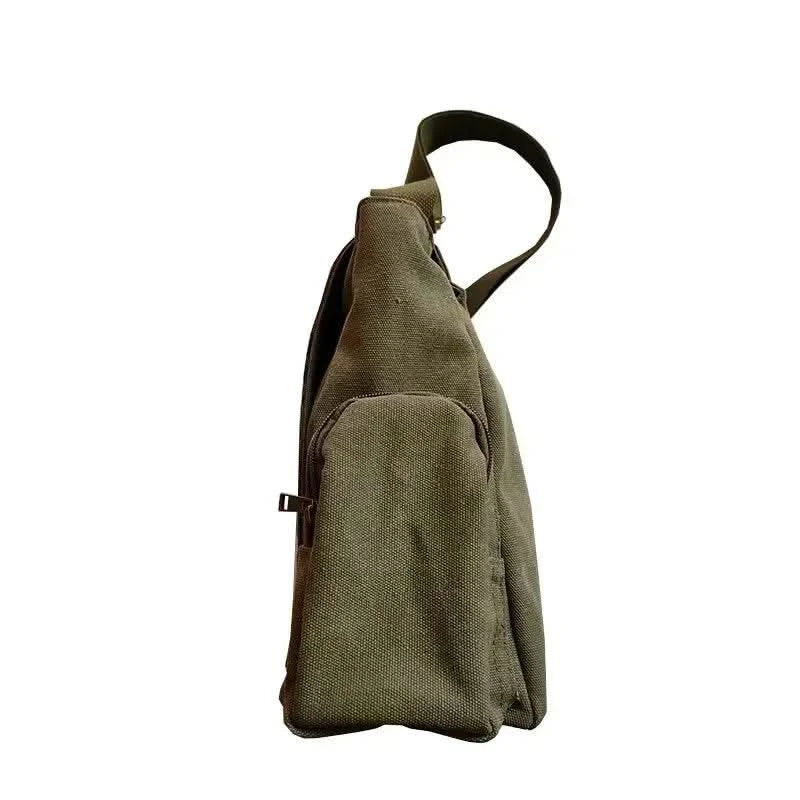 Canvas Messenger Handbag Large Capacity Washed Women Oblique Straddle Canvas Bag Simple Vintage Cartoon Leisure Shoulder Handbag - M & M Global