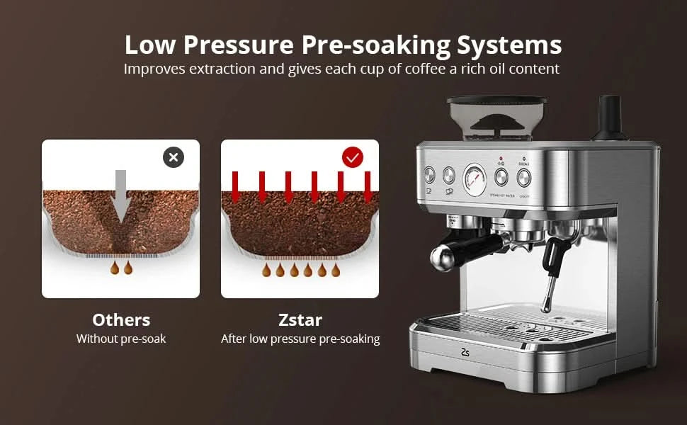 Professional Espresso Machine with Built-In Grinder and Milk Frother, 15 Bar Cappuccino and Latte Maker, Gift for Coffee Enthusi - M & M Global