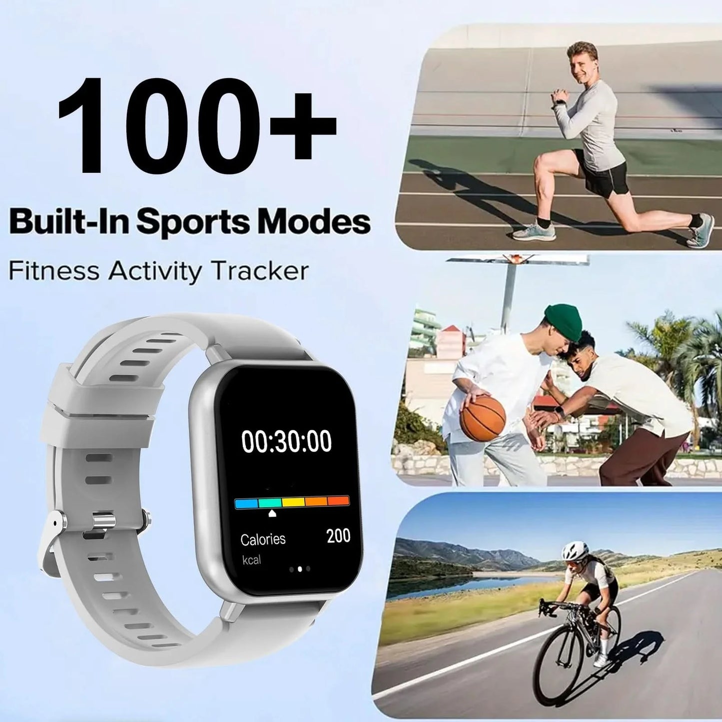 Smart watch with wireless calling/dialing, multiple sports modes, call reminder and rejection, For iPhone/Android