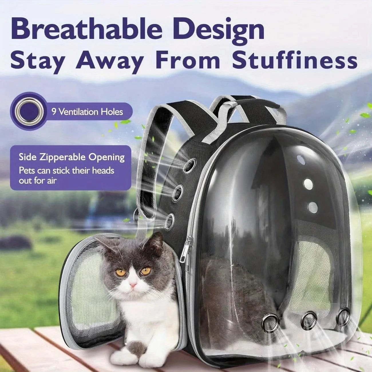 Backpack Carrier/ Bubble Carrying Bag for Small Medium Dogs Cats, Transparent Cat Space Capsule, Breathable Cat/ Dog Travel Bag - M & M Global