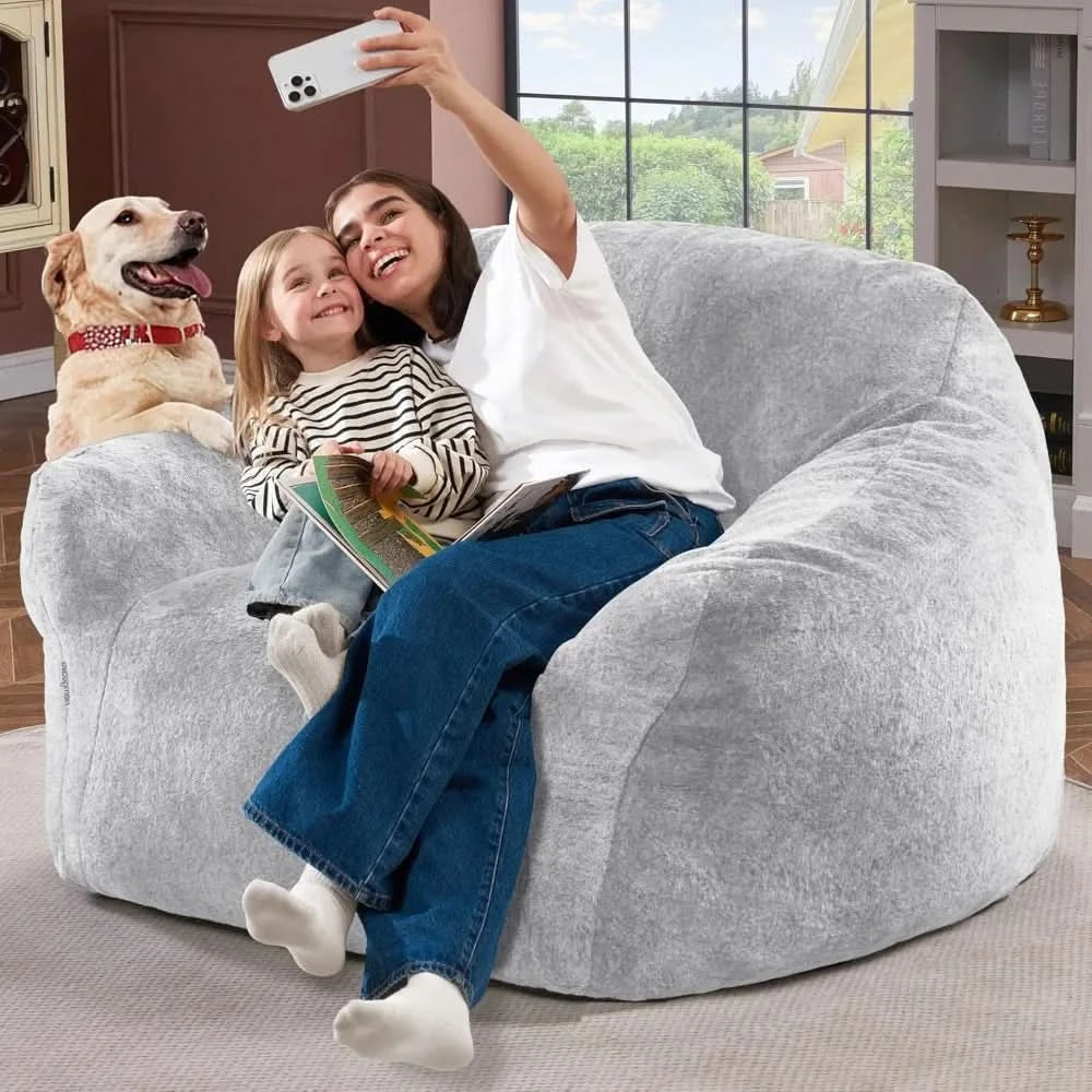 Light Grey Beanbag Chair Bean Bag Chairs for Adults Bean Bags Giant Bag Sofa with Spacious Cushion Bag Couch - Best