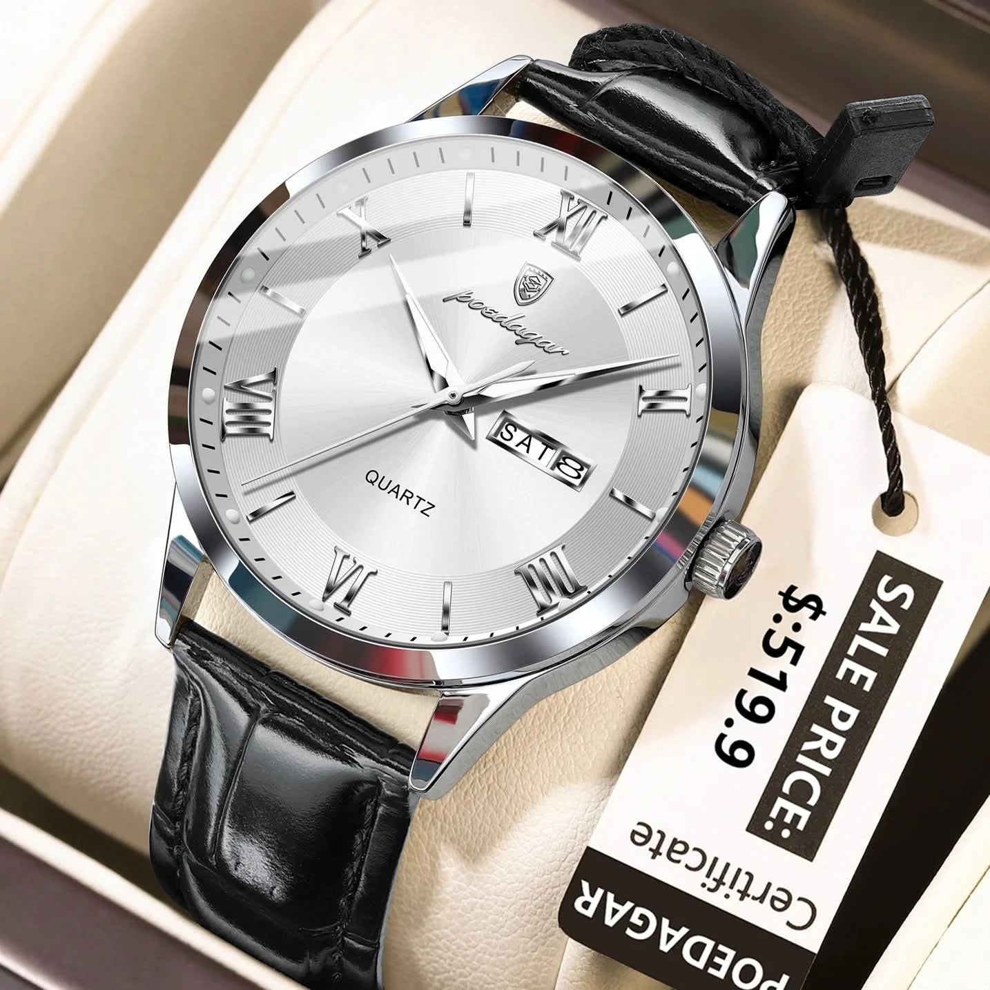 POEDAGAR Top Luxury Watch For Men Military Waterproof Luminous Date Week Man Wristwatch Leather Men's Quartz Watches Sport Reloj - M & M Global