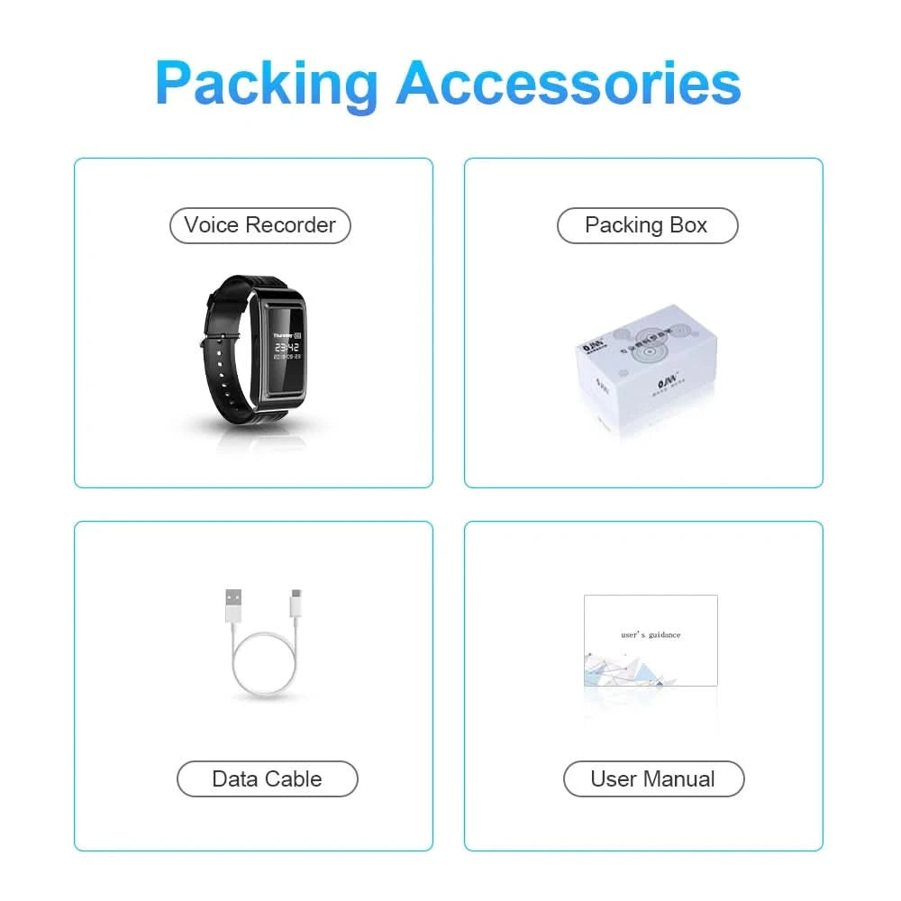 HD Mini Camera Watch 8-256GB Video Voice Recorder Bracelet USB Flash Driver Dictaphone Noise Reduce Sound Recording Wristband - M & M Global