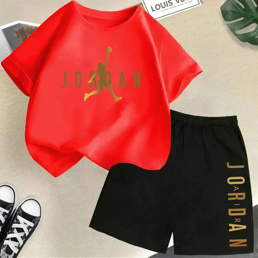 Hot Sales Summer Slam Dunk Master Pattern Print Children Short Sleeve T-shirt+Shorts 2pcs Set Kids Boy Girl Fashion Sportsuit - M & M Global