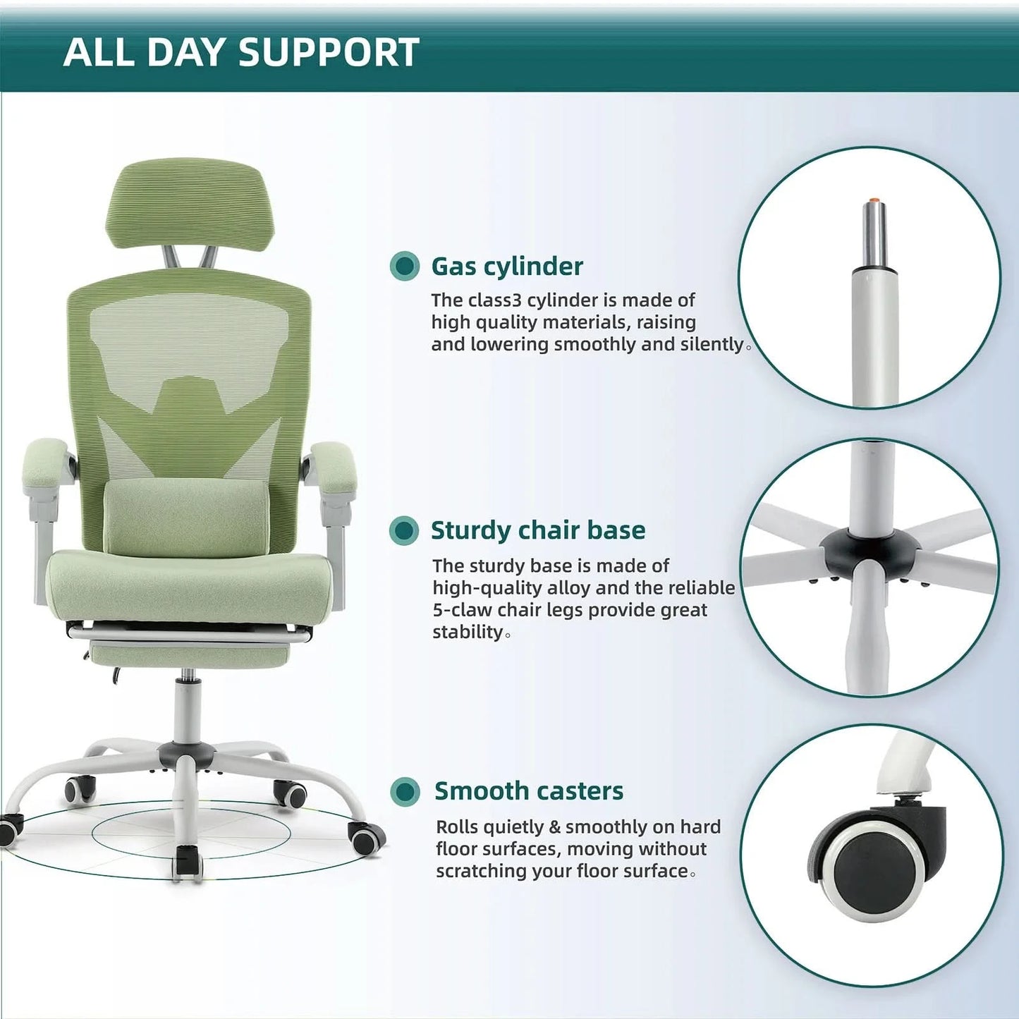 JHK Ergonomic Reclining High Back Mesh Living Room Rocking Gaming Chair Computer Desk Swivel Rolling Lumbar Support Pillow